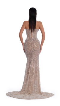 Albina Dyla Golden Couture Gown available for hire at TENN Designer Hire — gold embellished halter gown with corseted bodice, diamond detailing, and a figure-hugging silhouette, hand crafted with thousands of adornments.