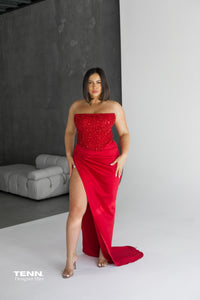 Sequin red formal dress