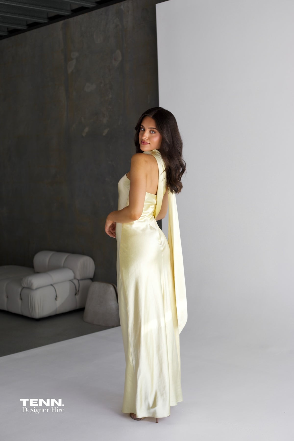 Yellow silky dress