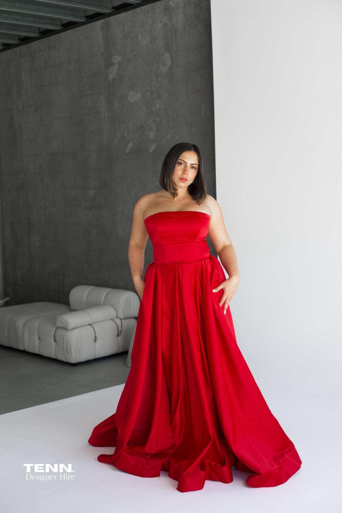 Red ball gown formal dress