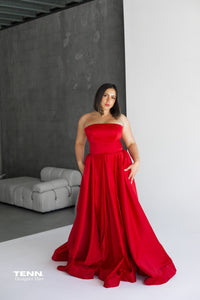 Red ball gown formal dress