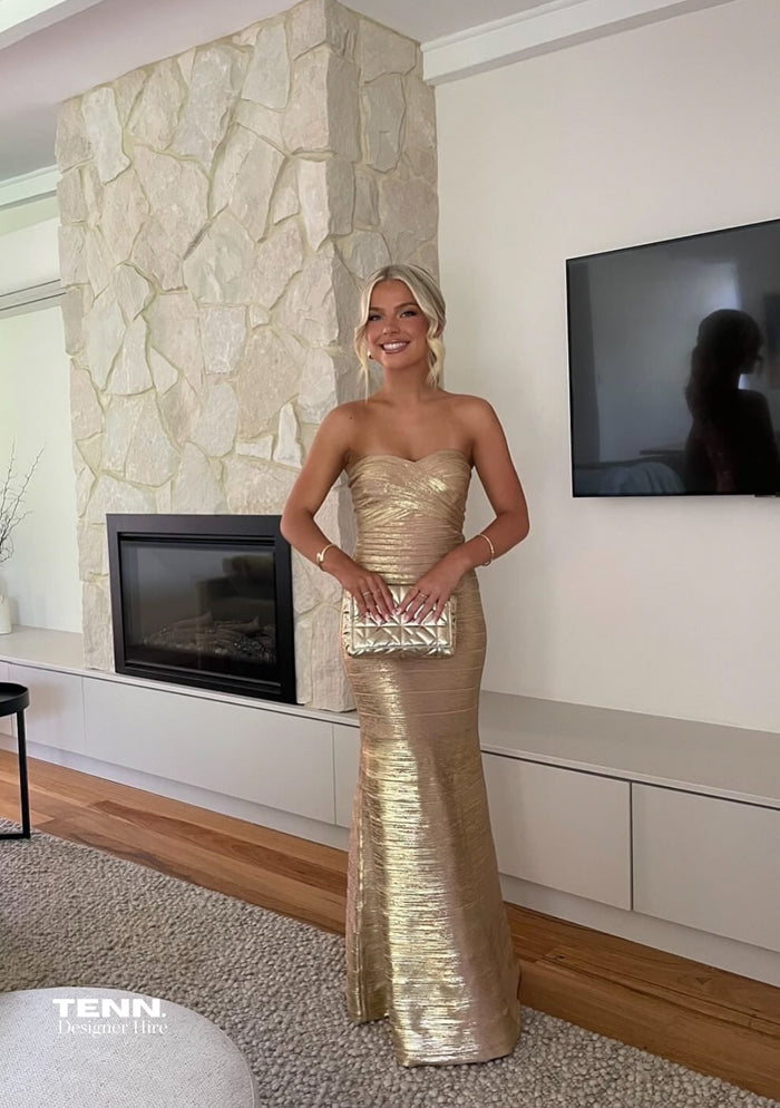 Gold Herve Leger dress