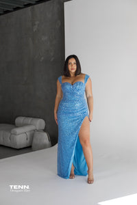 blue sparkly formal dress
