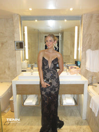 Embellished Sheer Lace Gown