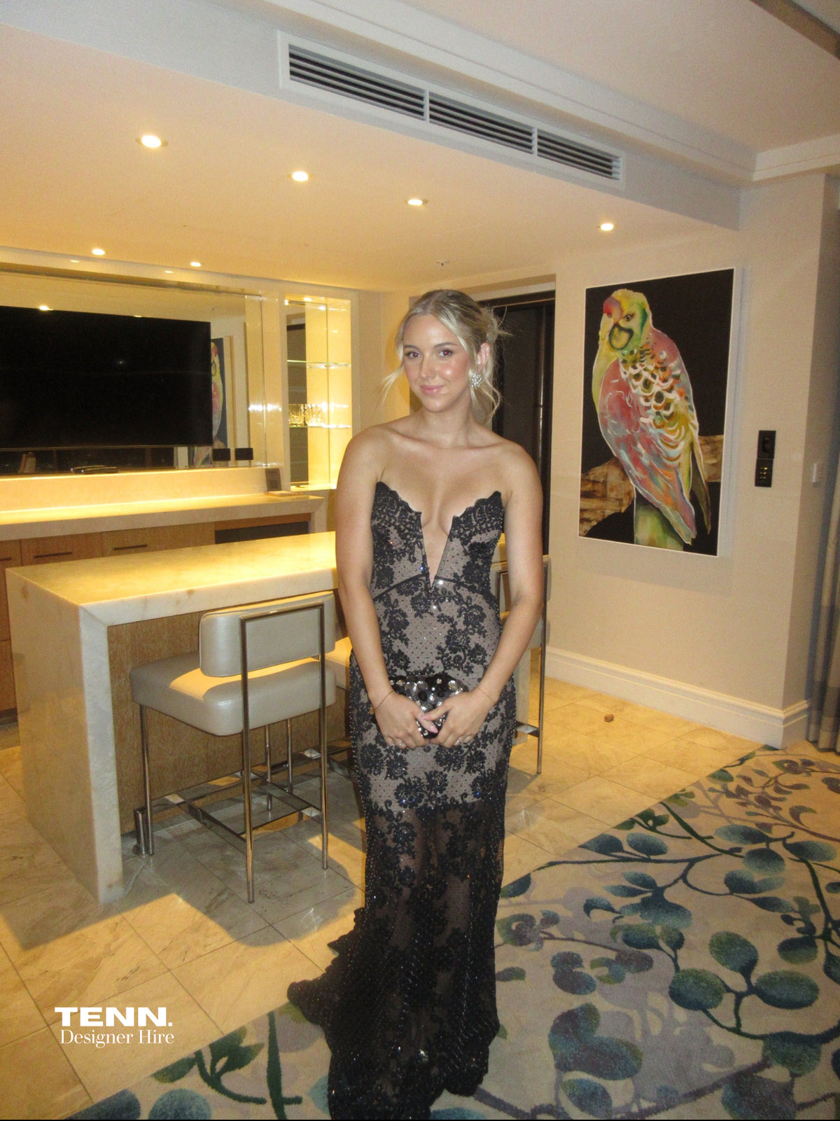 Embellished Sheer Lace Dress