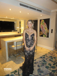 Embellished Sheer Lace Dress