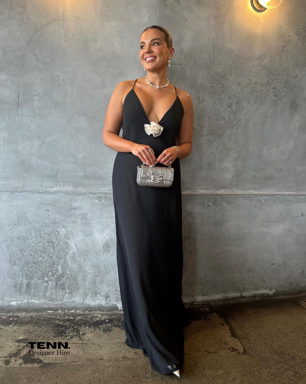 Helsa Sheer Deep V Slip Dress hire – TENN.