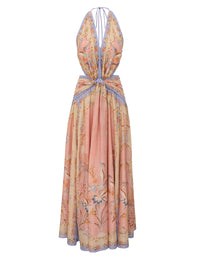Zimmermann Indra Plunge Halter Maxi Dress Hire TENN. Zimmermann Indra Plunge Halter Maxi Dress Hire TENN.