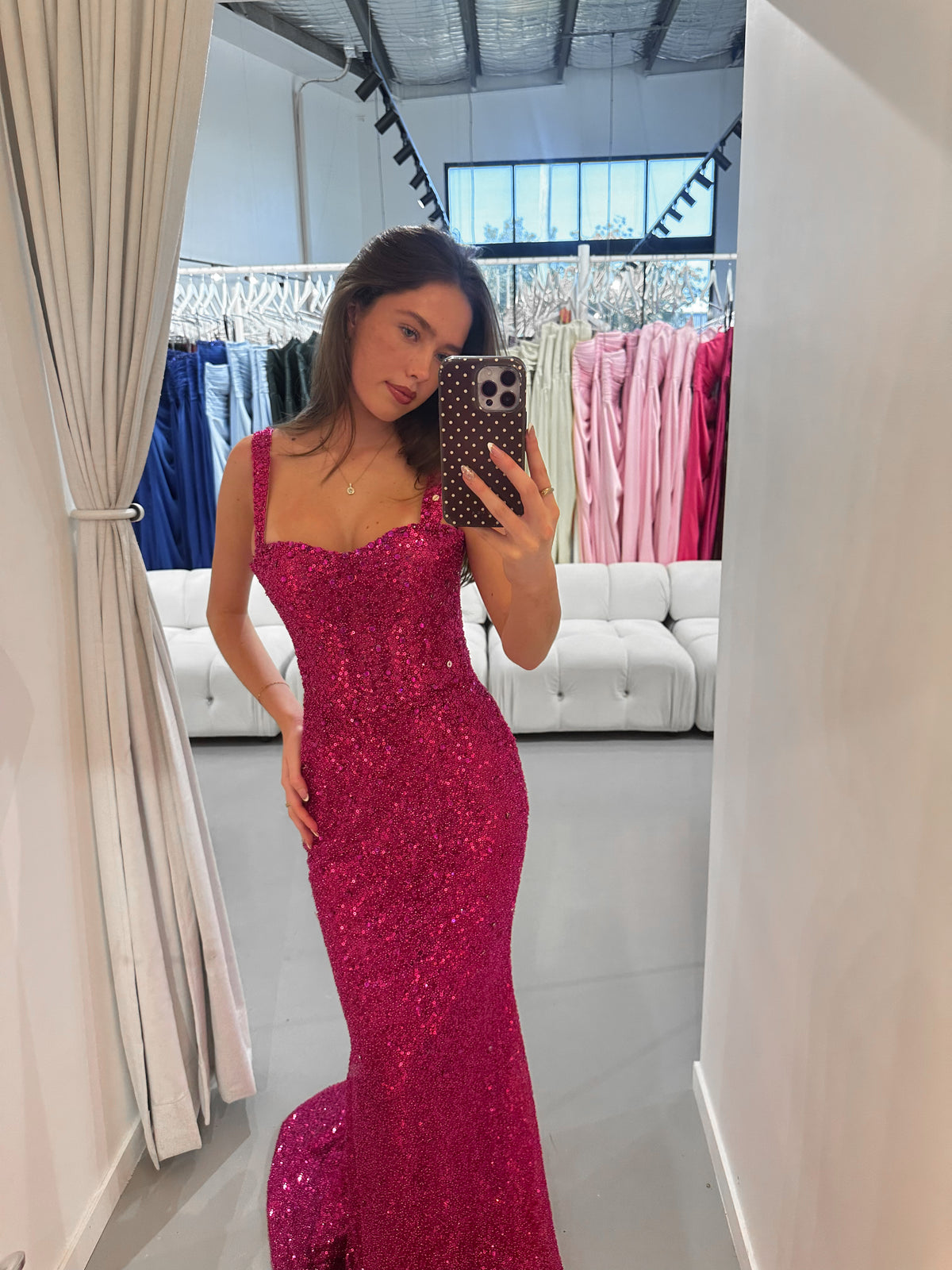 Celestial Shimmer Gown - Fuchsia