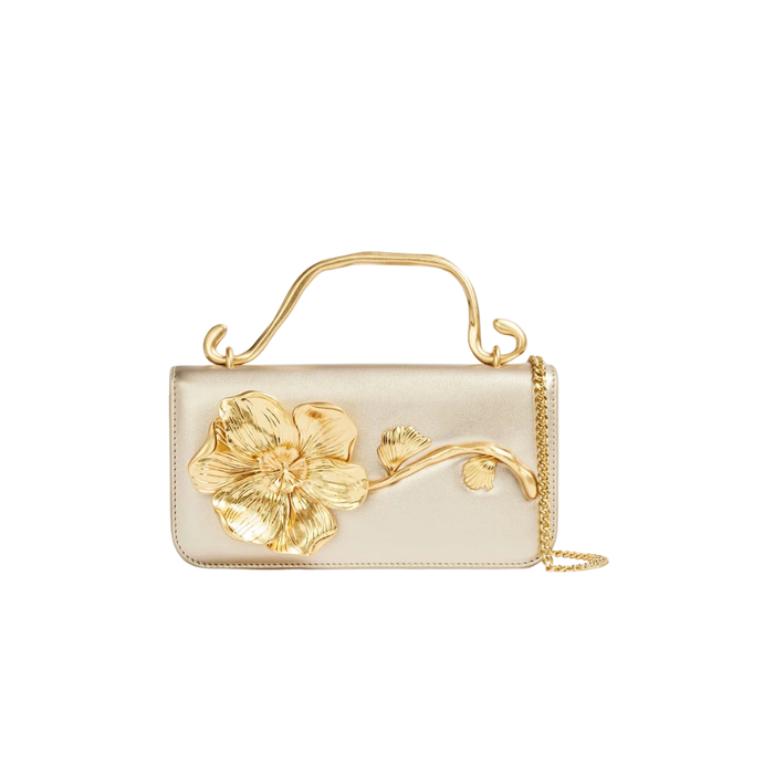 Celeste Flower Clutch - Champagne Gold