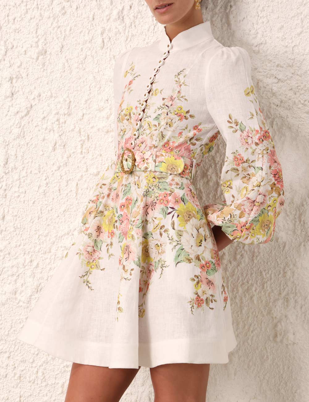 zimmermann matchmaker rose mini dress Zimmermann Matchmaker Buttoned Mini Dress – TENN