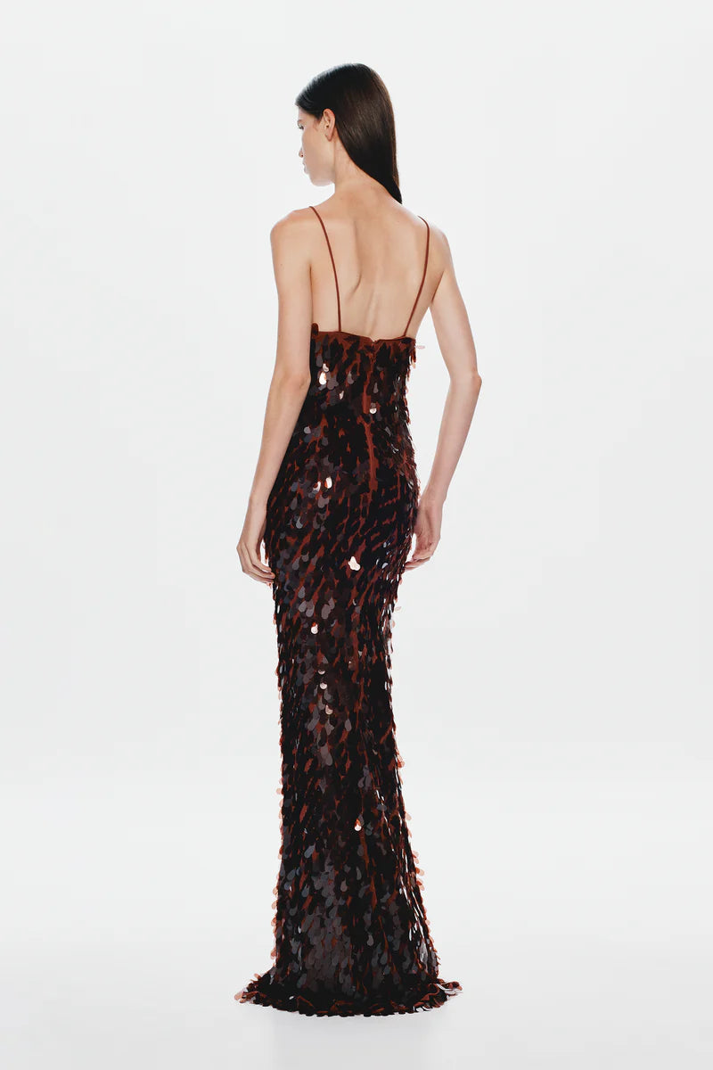 Sapphire Sequin Maxi Dress - Fig
