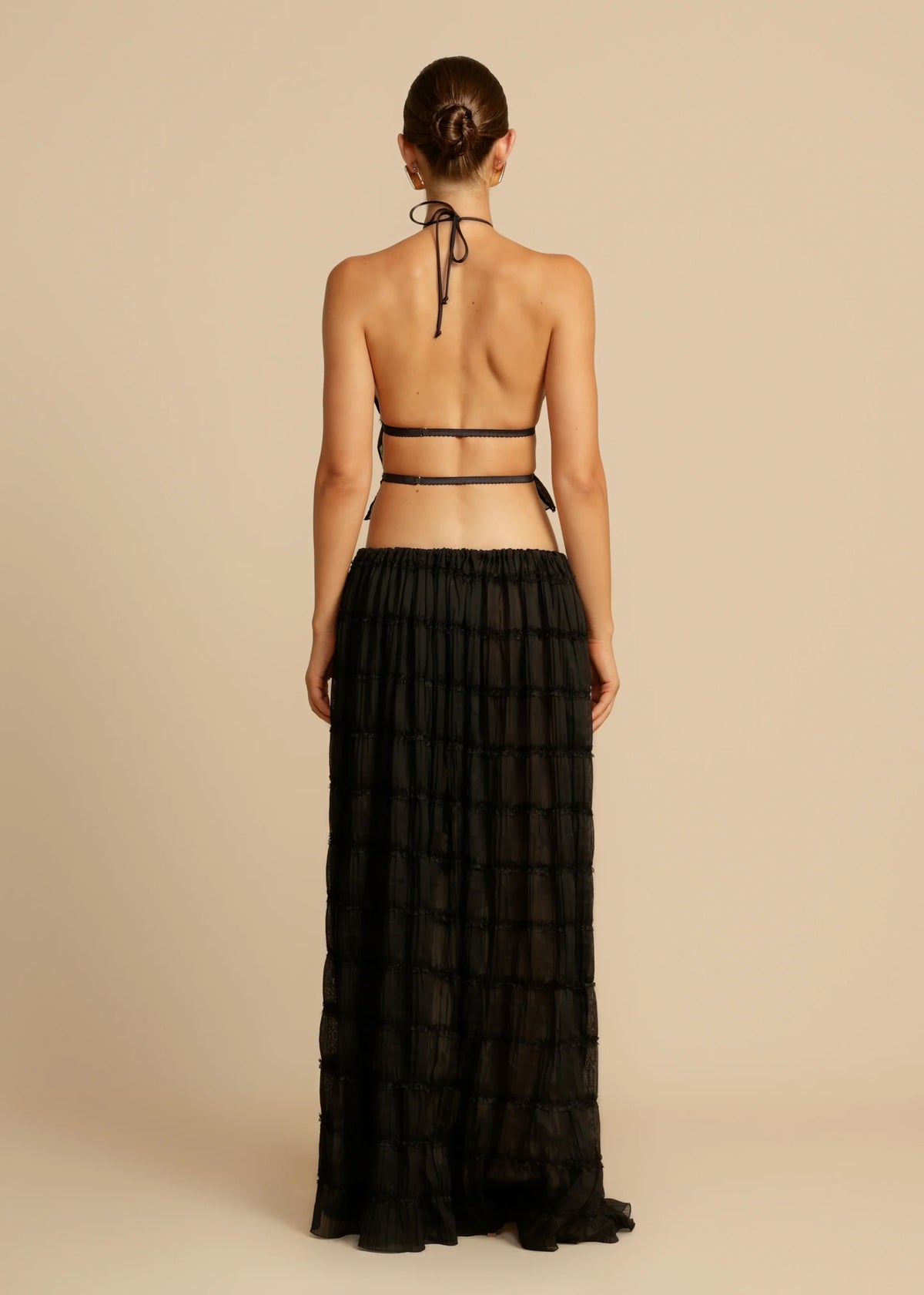 Ex Hire: Juliette Halter top & Maxi Skirt - Black