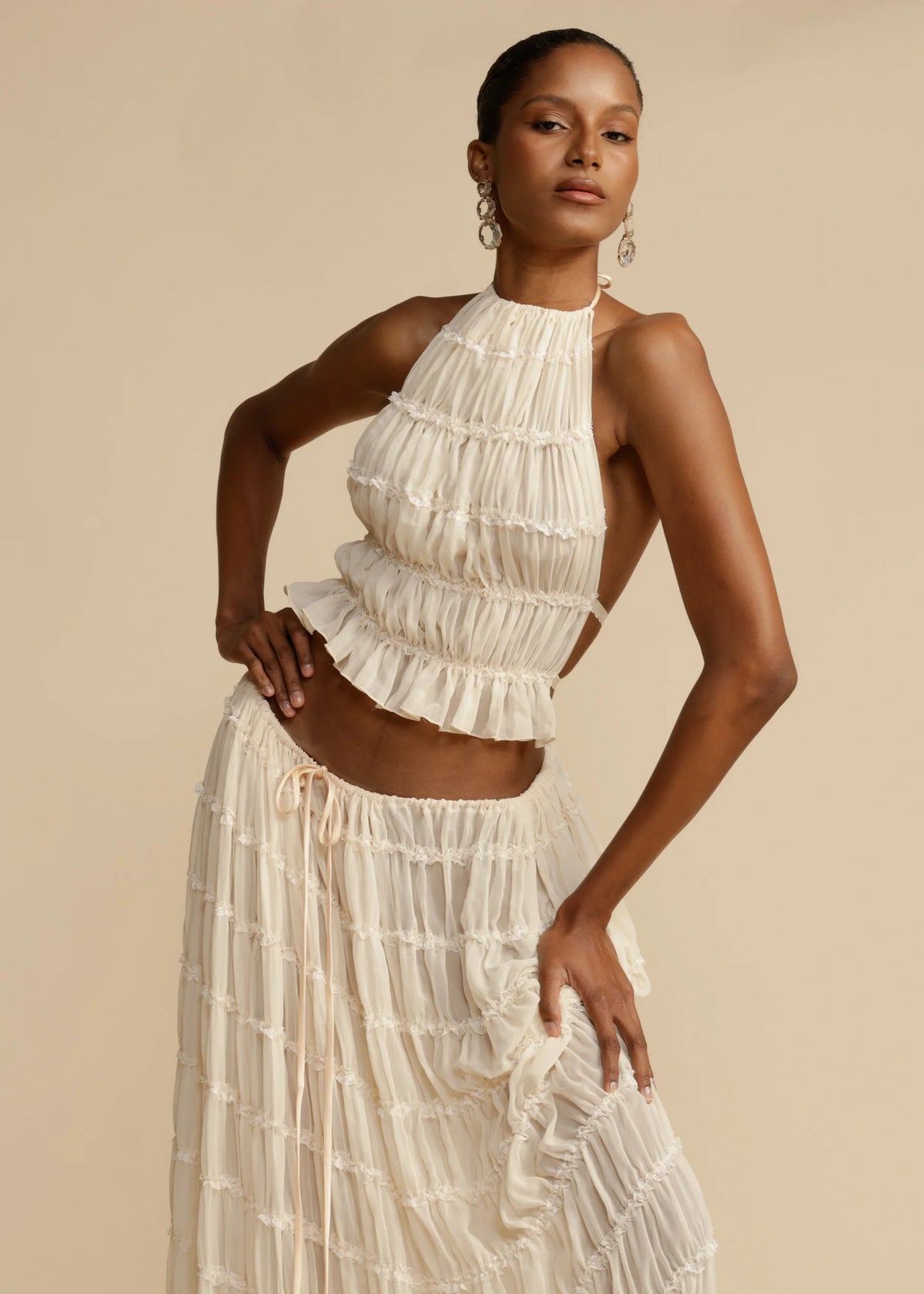 Juliette Halter top & Maxi Skirt - Ivory