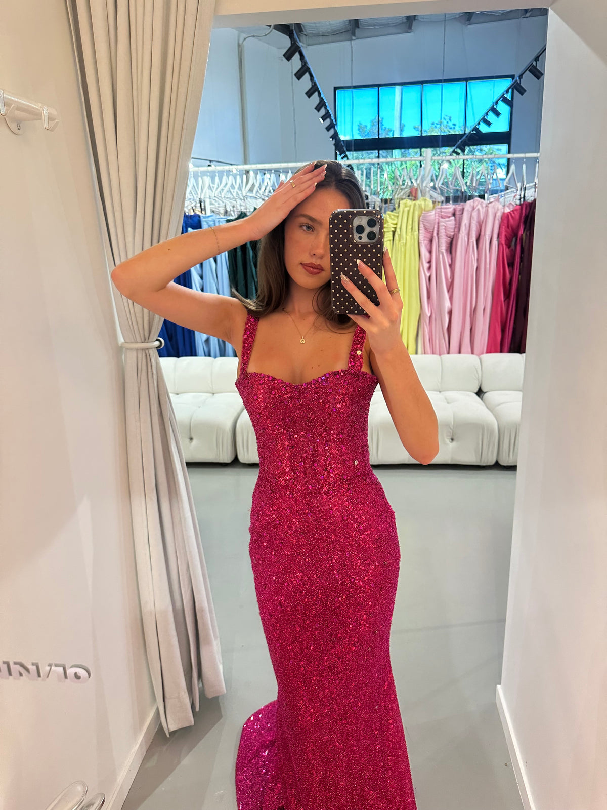 Celestial Shimmer Gown - Fuchsia