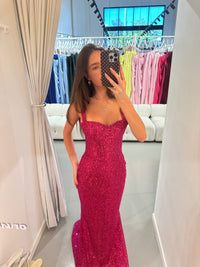 Celestial Shimmer Gown - Fuchsia