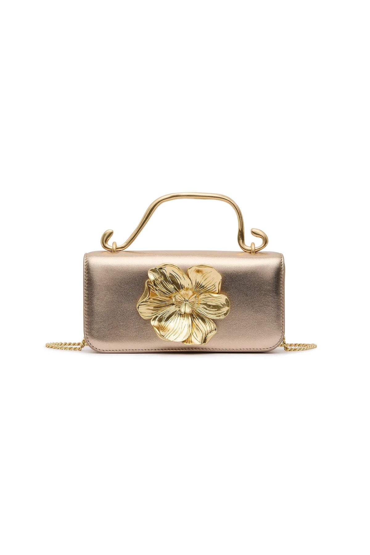 Alessia Flower Clutch - Champagne Gold