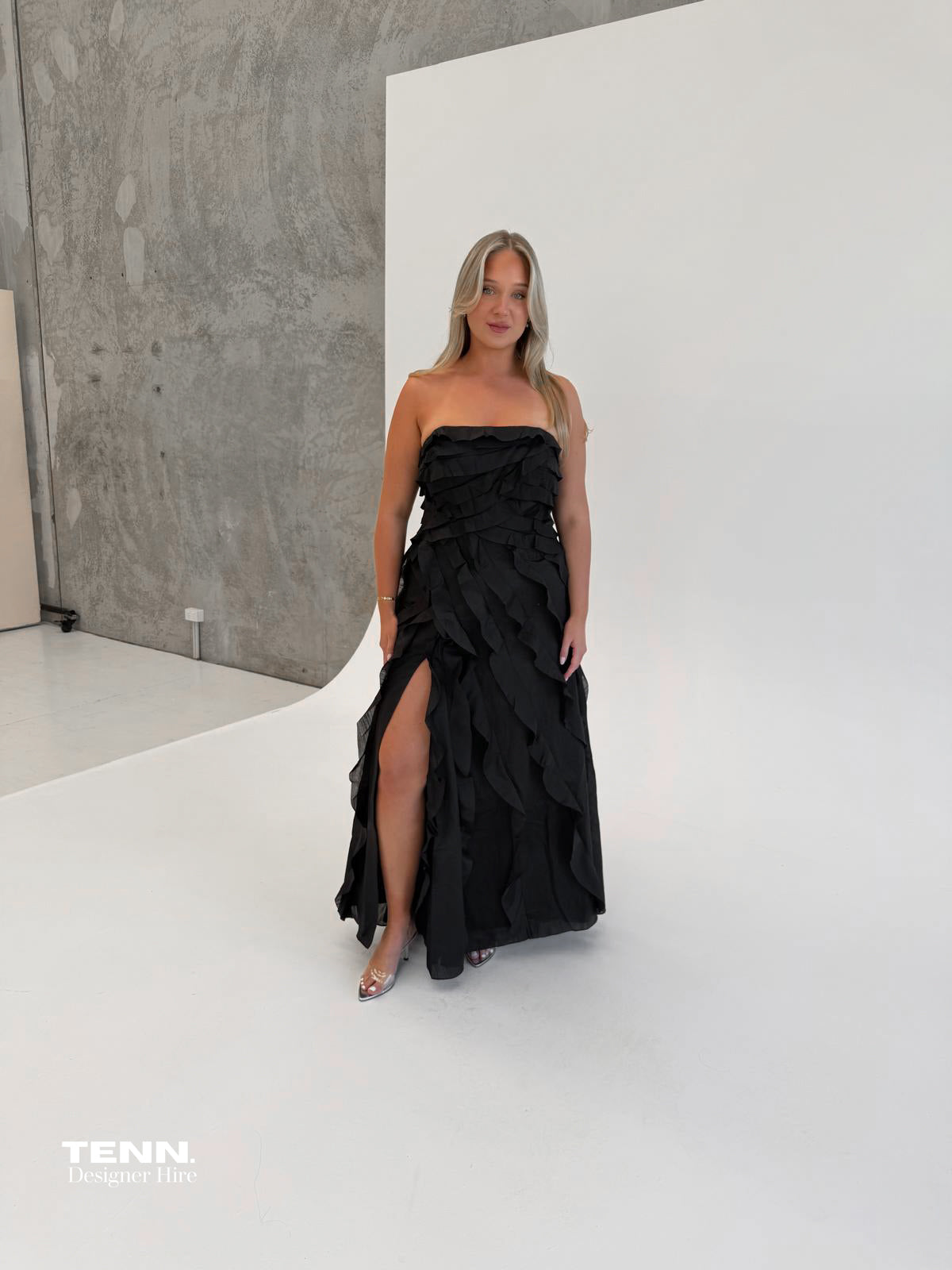 Aje Allairie Formal Gown Black TENN Designer Hire