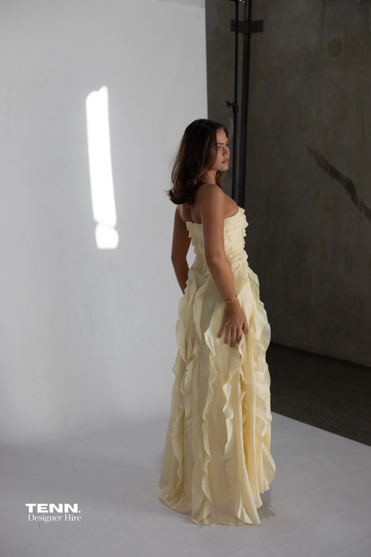 Aje Allairie Gown Butter Yellow TENN Designer Hire