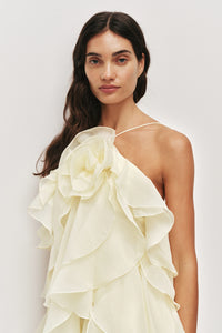 Aje Pandorea Layered Mini Dress Butter Yellow Hire TENN Designer Hire
