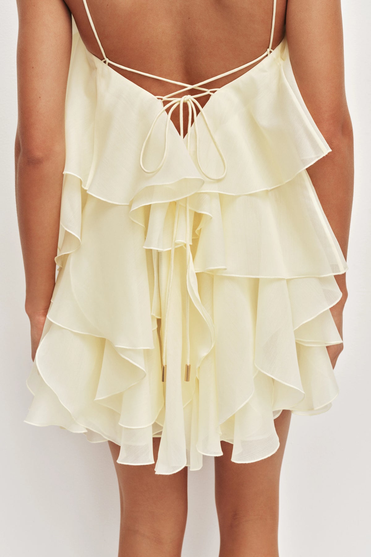 Aje Pandorea Layered Mini Dress Butter Yellow TENN Designer Hire
