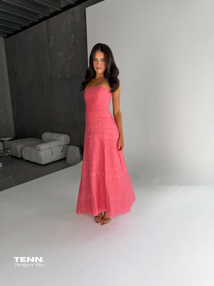 Aje Soundscape Maxi Dress Guava Formal Dress TENN Designer Hire