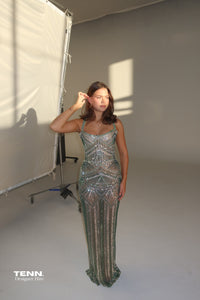 Albina Dyla Blush Gown Emerald Hire TENN Designer Hire