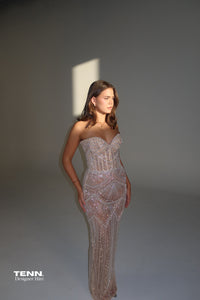 Albina Dyla Blush Majesty Evening Gown Diamond TENN Designer Hire