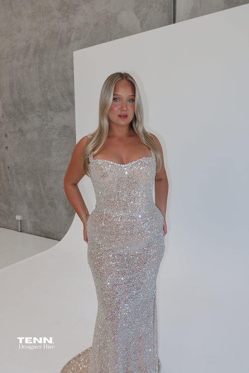 Albina Dyla Celestial Shimmer Gown Diamond TENN Designer Hire
