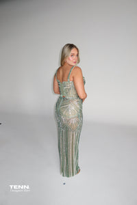 Albina Dyla Emerald Sequin Gown TENN Designer Hire