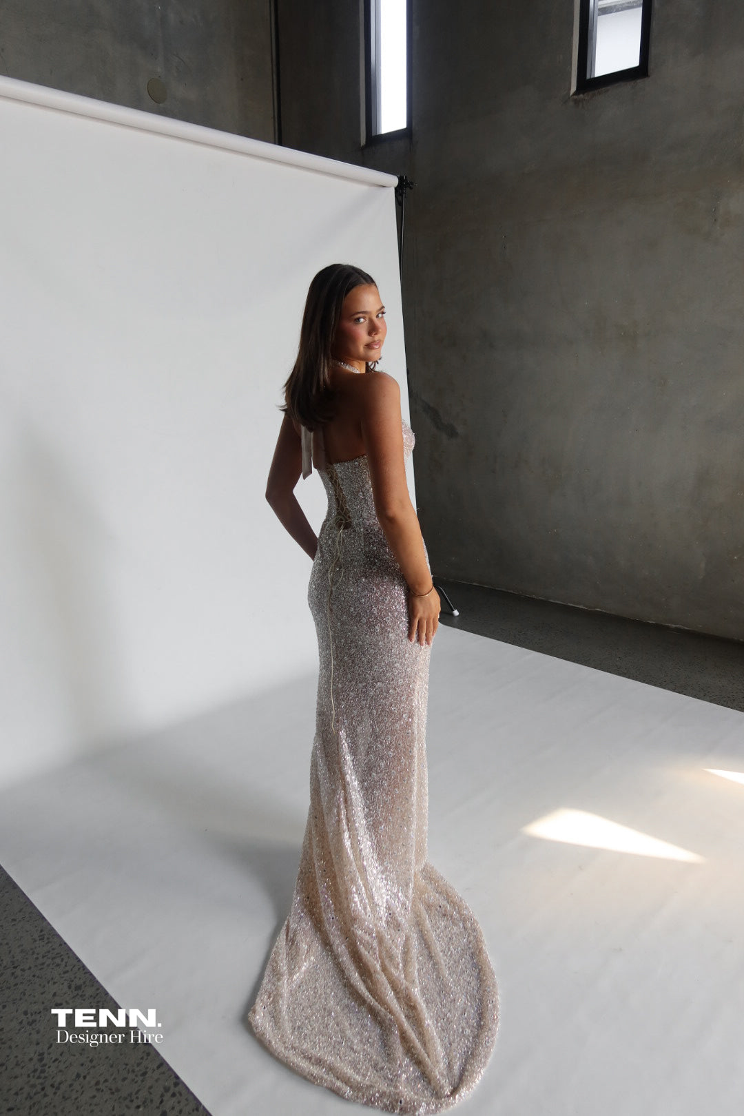 Albina Dyla Gold Halter Couture Gown TENN Designer Hire