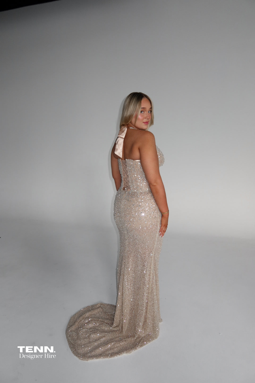 Albina Dyla Gold Statement Gown TENN Designer Hire