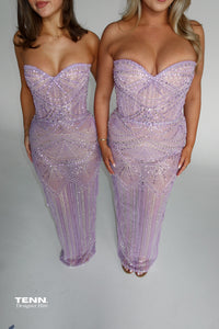 Albina Dyla Luxury Lilac Embellished Gown TENN Designer Hire