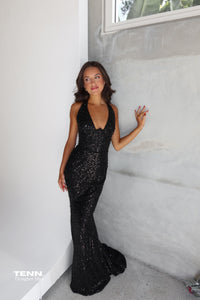 Albina Dyla Midnight Diamond Embellished Couture Gown – TENN Designer Hire