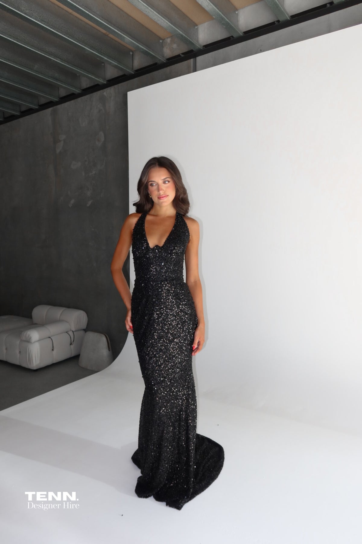 Albina Dyla Midnight Golden Couture Evening Dress – TENN Designer Hire