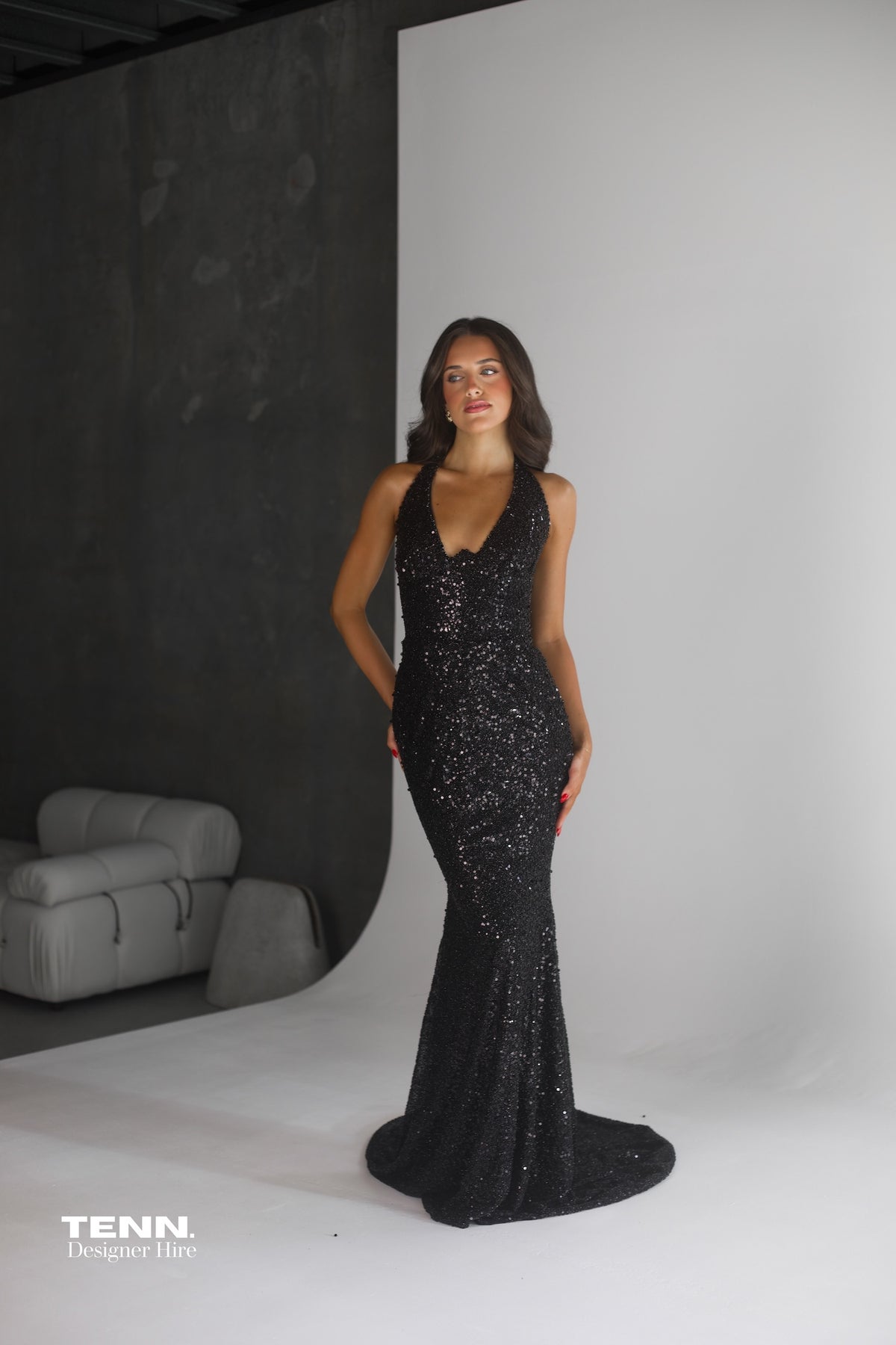 Albina Dyla Midnight Halter Corset Evening Gown – TENN Designer Hire