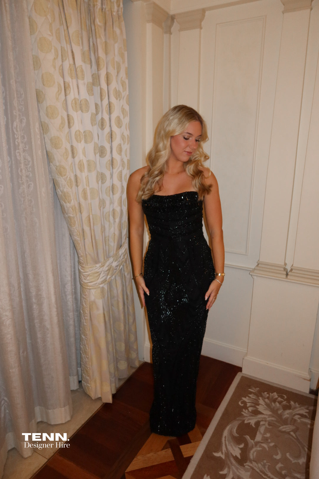Albina Dyla x TENN Black Mylee Couture Gown TENN Designer Hire