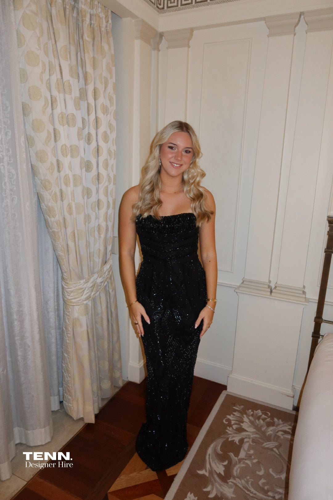 Albina Dyla x TENN Custom Mylee Couture Gown in Black TENN Designer Hire
