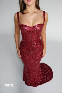 Albina Dyla x TENN Glam Sequin Gown Fuchsia TENN Designer Hire