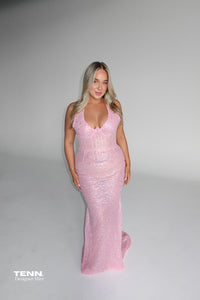 Albina Dyla x TENN Gold Diamond Gown TENN Designer Hire