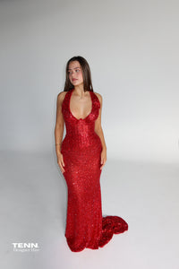 Albina Dyla x TENN Golden Couture Gown TENN Designer Hire