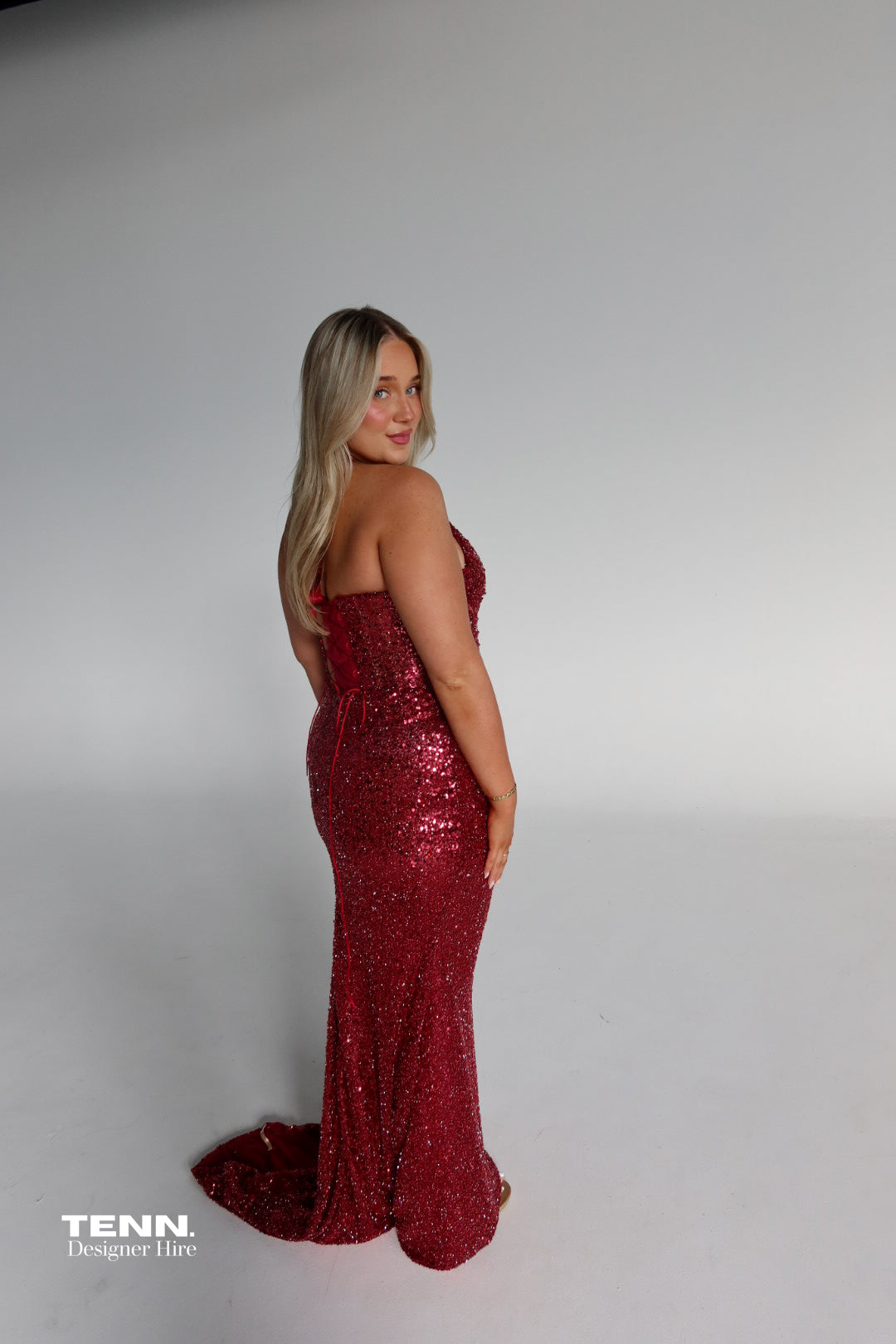 Albina Dyla x TENN Golden Embellished Gown TENN Designer Hire