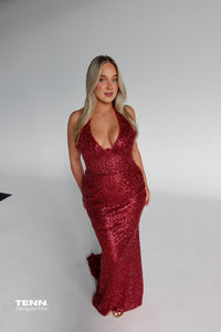 Albina Dyla x TENN Hand Sewn Gold Gown TENN Designer Hire
