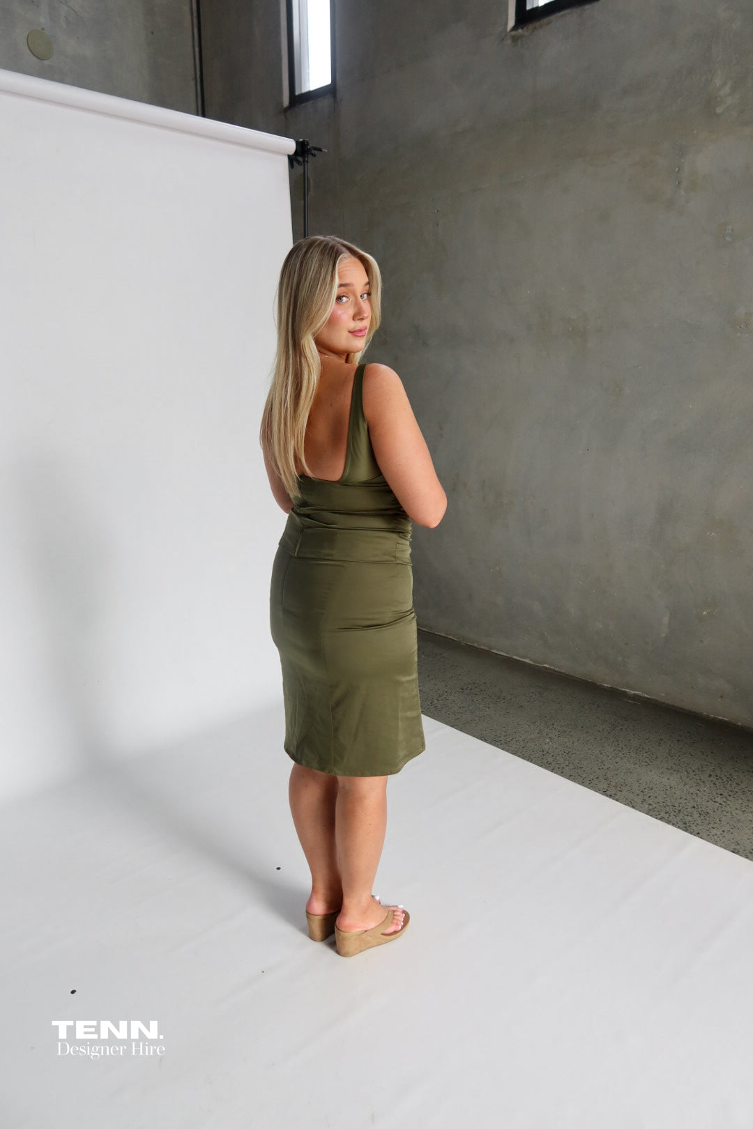 Ance Gria Atlein Satin Top & Midi Skirt Set TENN Designer Hire