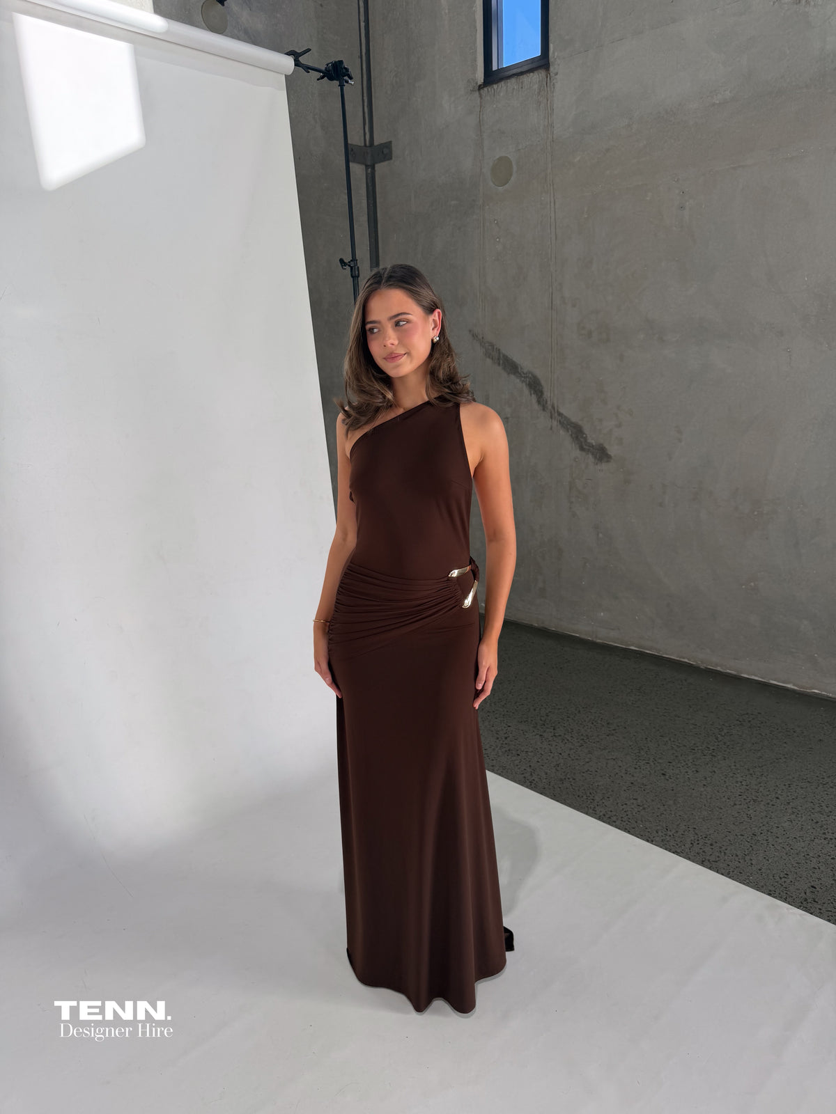 Ance Gria Brown Gaia Maxi Dress TENN Designer Hire