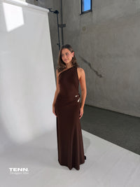 Ance Gria Brown Gaia Maxi Dress TENN Designer Hire