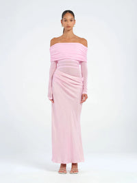 Yasmin Off Shoulder Maxi Dress - Pink