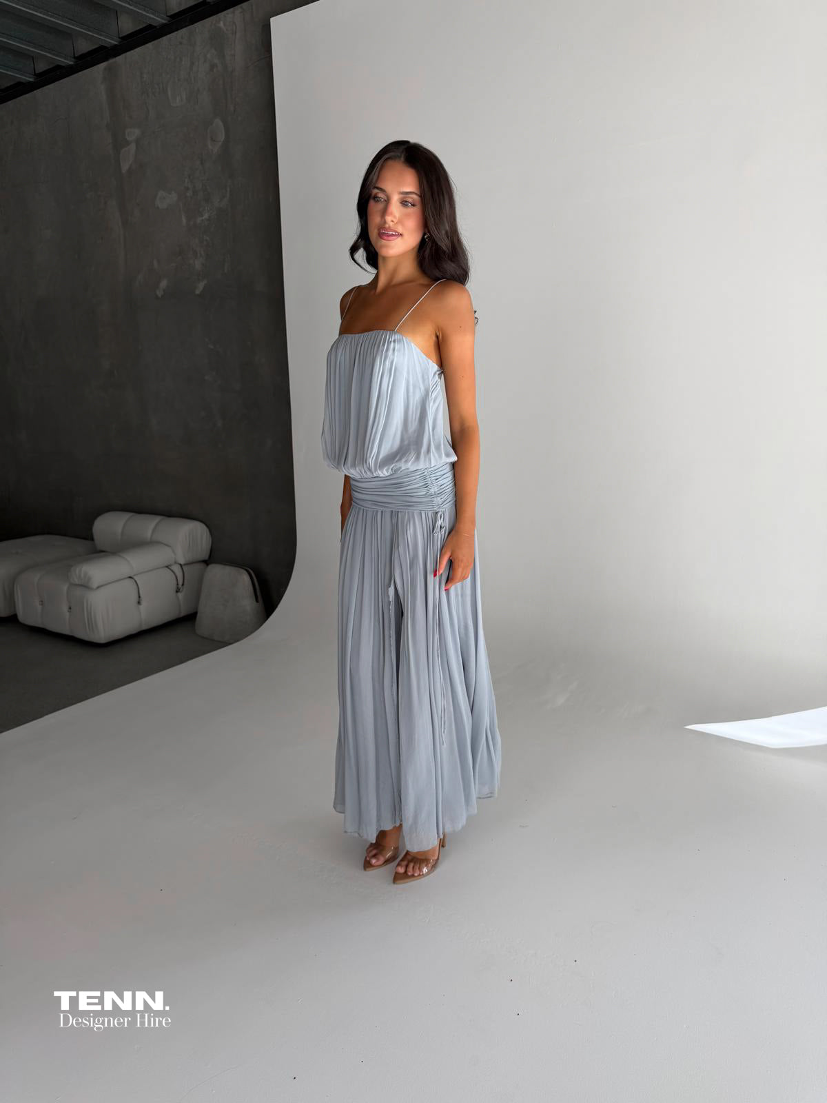 Bec And Bridge Camille Blouson Maxi Dress Cloud Blue Hire TENN Designer Hire