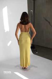 Bec And Bridge Cassis Drape Formal Dress Citron TENN Designer Hire