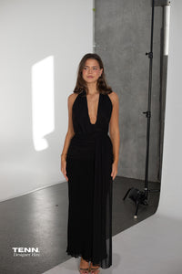 Bec And Bridge Cassis Drape Maxi Dress Black Hire TENN Designer Hire